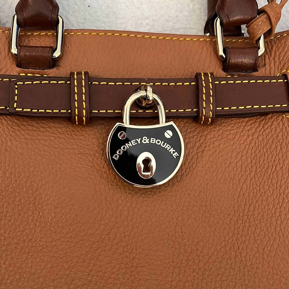 Dooney and Bourke saddle tan rich pebble leather convertible crossbody. - Picture 6 of 6